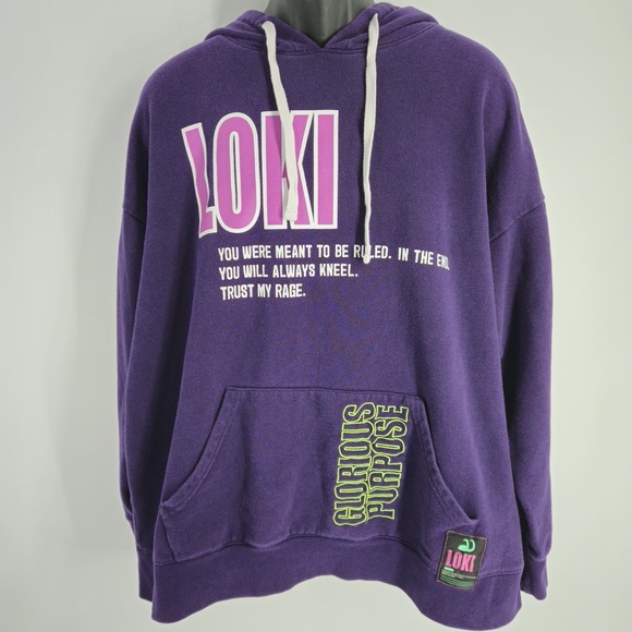 Marvel Loki Master of Mischief Disney Purple Pullover Hoodie Size XL - Picture 2 of 8